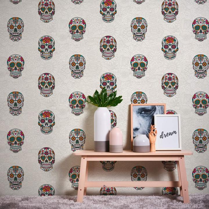 Actual product image A.S. Création Club Tropicana Sugar Skulls (53 x 1005 cm)