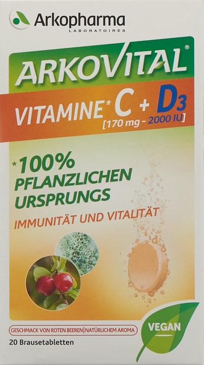 Actual product image Arkopharma Vitamin C + D3 (20 Piece, Effervescent tablet, 114 g)