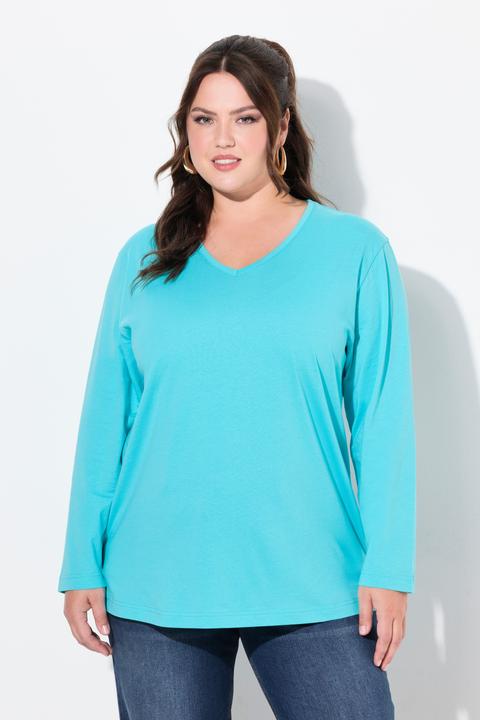 Produktbild Ulla Popken Shirt, V-Ausschnitt, Relaxed, Langarm (60)
