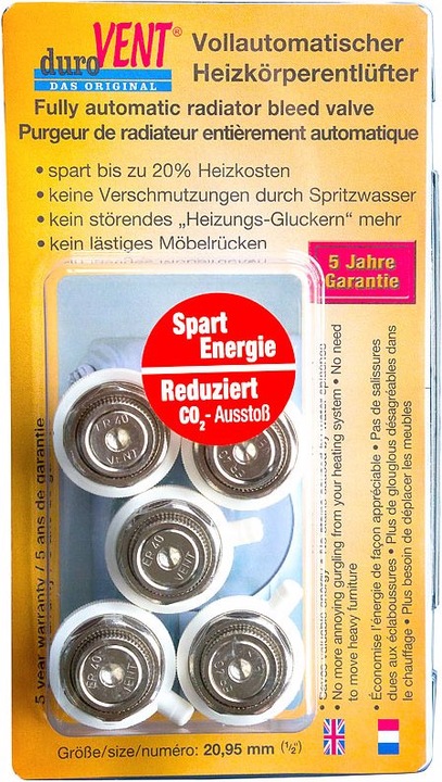 Produktbild Durovent Automatischer Heizkörper-Entlüfter im 5er-Set