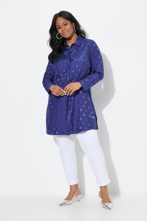 Produktbild Ulla Popken Longbluse, Jacquard-Punkte, Hemdkragen, Langarm (42, 44)