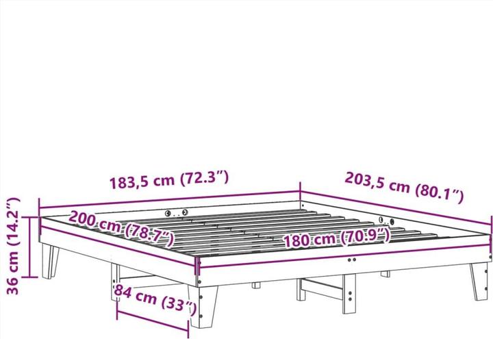 Actual product image vidaXL Bed without mattress 180x200 (180 x 200 cm)
