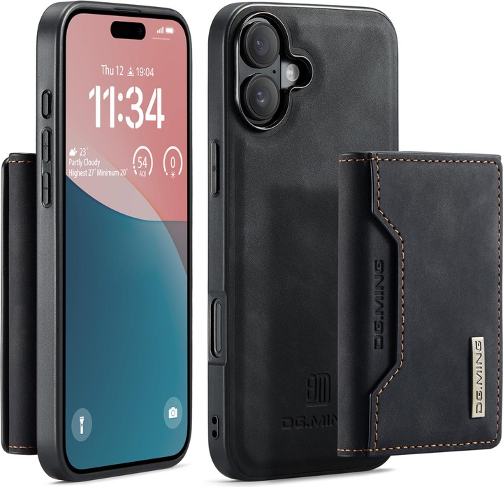 Produktbild Dg.Ming iPhone 7/8/SE 2020/SE 2022 - Etui, Leder-Optik, Kartenfach & Magnetverschluss, Schwarz (Apple iPhone 8, Apple iPhone SE, Apple iPhone 7)