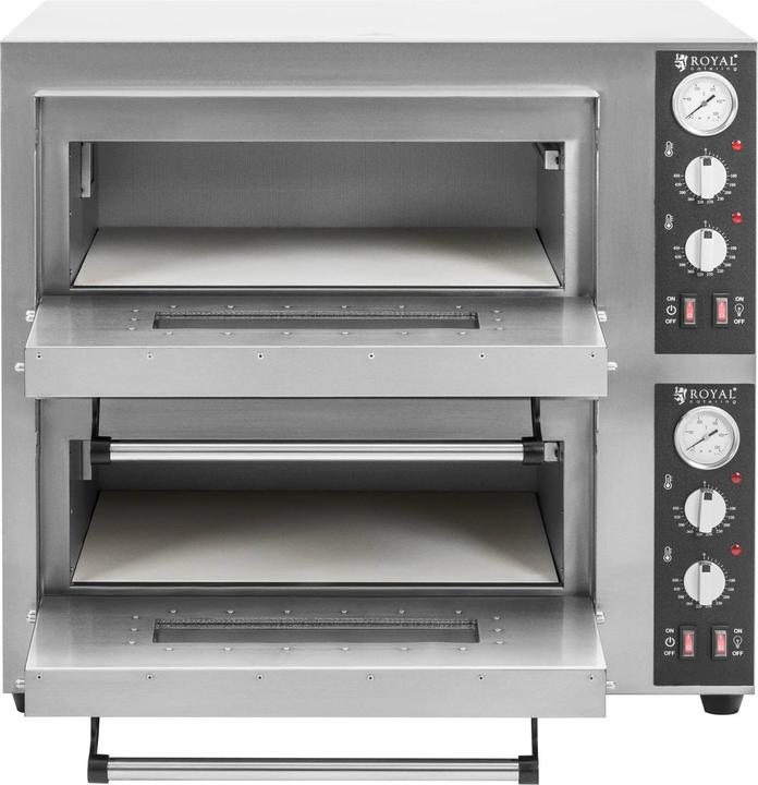 Produktbild Royal Catering Elektro-Pizzaofen 2 Backkammern 450 °C Ober-/ Unterhitze je 4 Pizzas mit Ø 25 cm (Pizzaofen Elektro)