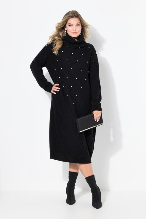 Produktbild Miamoda Strickkleid, Rhombenstruktur, Zierperlen, Langarm (50, 52)