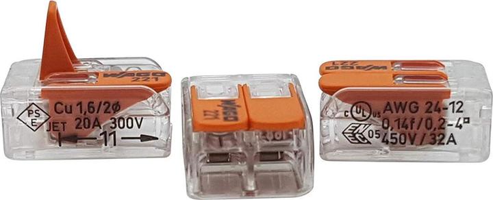 Immagine prodotto Wago 50 Stück Verbindungsklemmen 221-412, 2-adrig mit Hebel