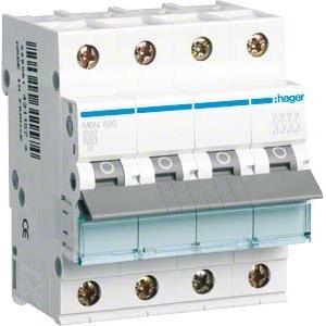 Hager, Schutzschalter, Leitungsschutzschalter 3p+N, B-20A, 6kA MBN620