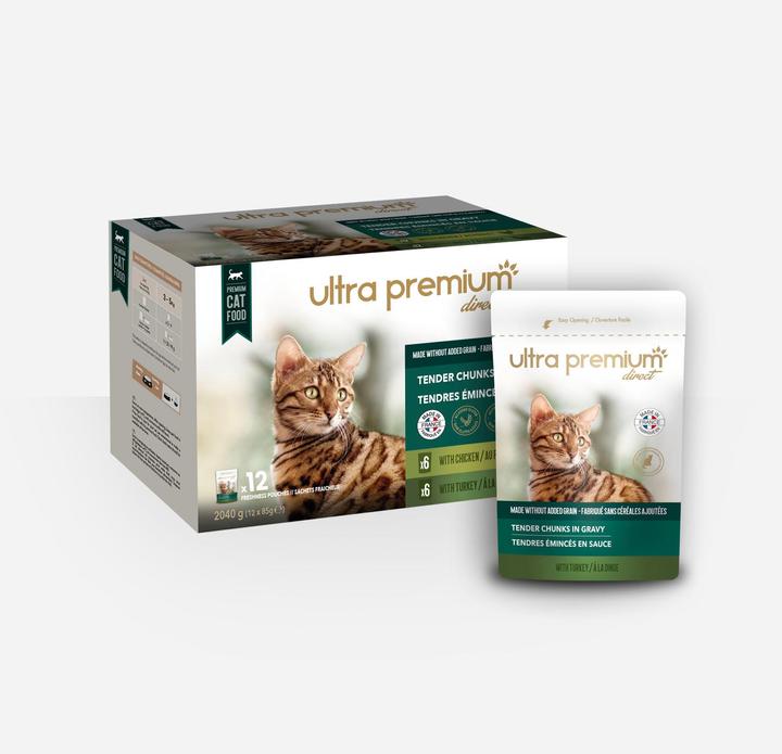 Ultra Premium Direct Tender Chunks in Gravy - Poulet / Dinde (Adulte, 12 pcs, 85 g)