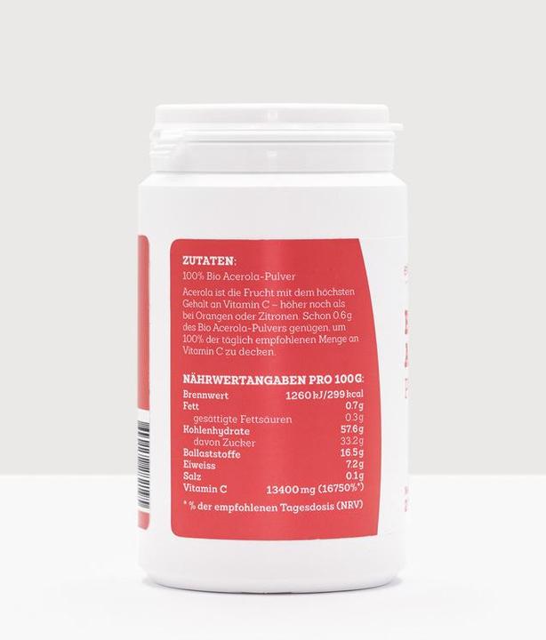 Nährwerte und Zutaten Effective Nature Bio Acerola Pulver (1 Stk., Pulver, 200 g)