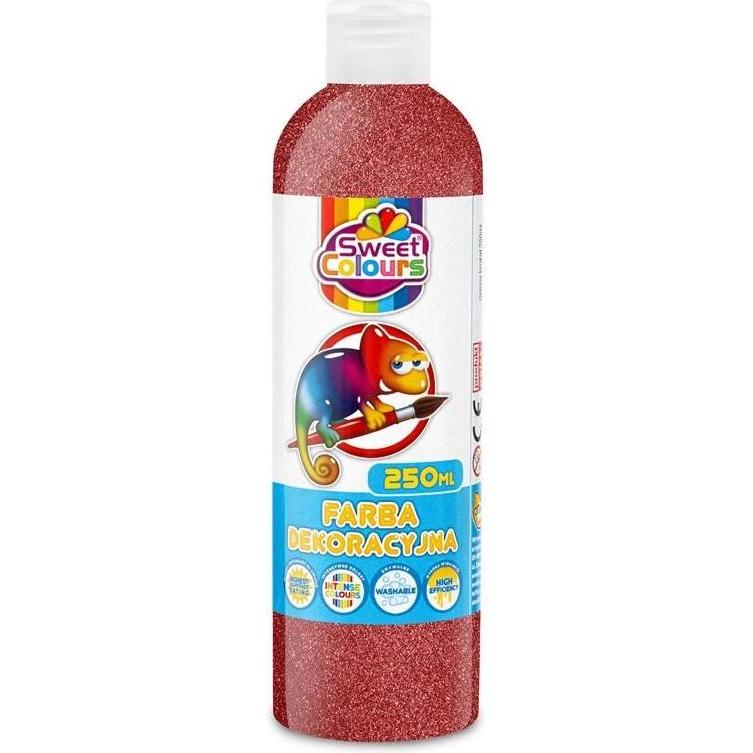 Sweet Colours, Colore + Vernice per fai da te, Rote Glitzer-Dekorationsfarbe, 250 ml (250 ml)