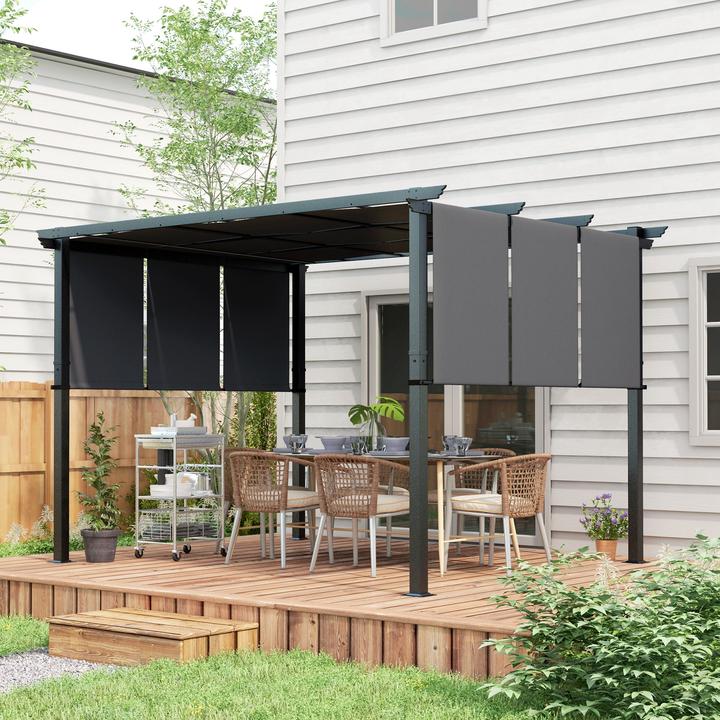 Image du produit Outsunny Pergola Stahl, Polyesterstoff Dunkelgrau (357 cm, 296 cm)