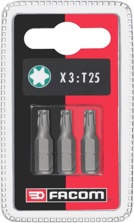 Produktbild Facom Innensechsrund T25 Schraubendreherbit, Typ Biteinsatz, aus Stahl, 3teilig (Innensechsrund TX)