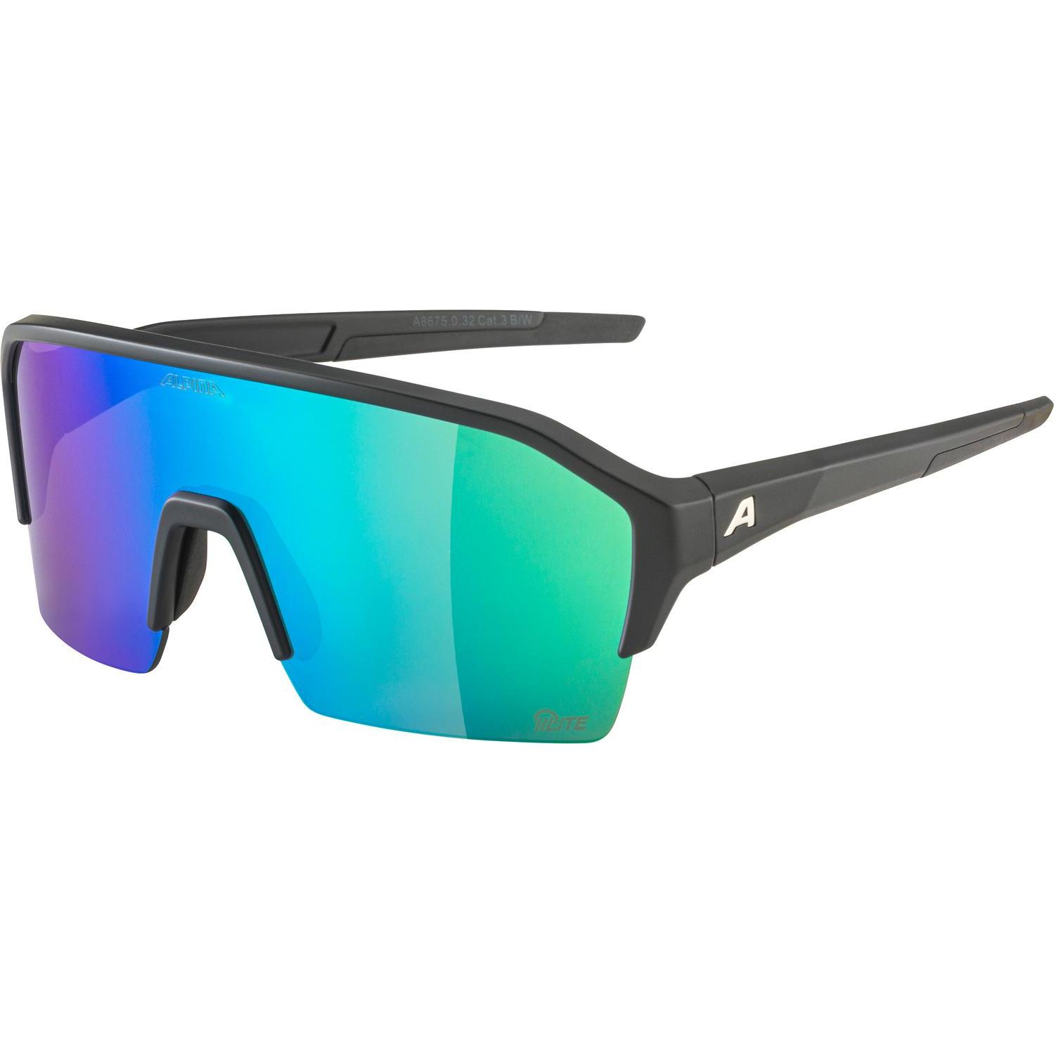 ALPINA SPORTS, Unisex, Sportbrille, Ram HR Q-Lite (Schwarz matt, Grün), Schwarz