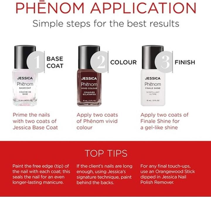 Actual product image Jessica Phenom Vivid Colour Nail Polish Long-lasting Gel-like Nail Polish without UV Lights Illicit (Illicit Love, Gel-Effect Nail Polish)