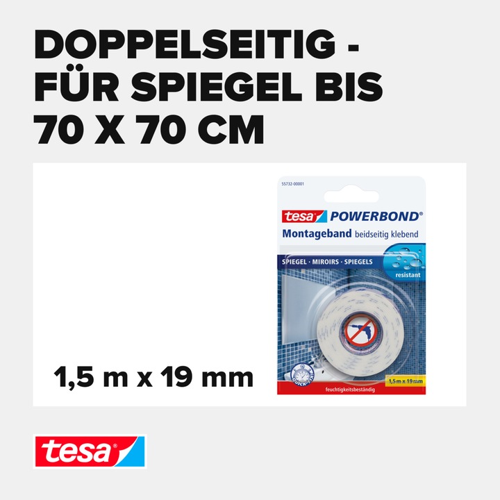 Actual product image tesa Powerbond mounting tape mirror (19 mm)
