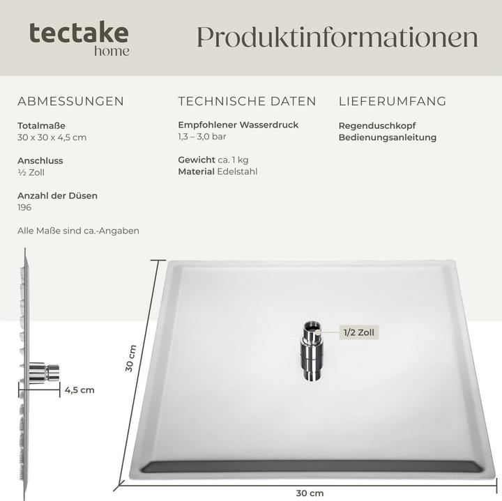 Produktbild tectake Regendusche (1 Strahlart)