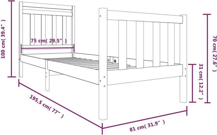 Image du produit vidaXL Bettrahmen (75 x 190 cm)