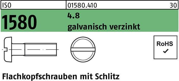 Produktbild Flachkopfschraube ISO 1580 m.Schlitz M 3 x 30 4.8 galvanisch verzinkt (200 Schrauben pro Stück)