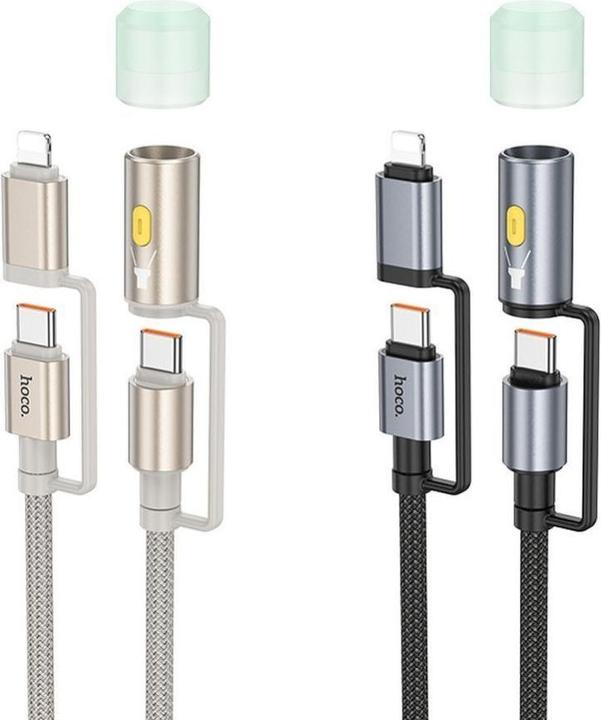 Produktbild Hoco Cable cable All-in-one Type C / Lightning to Type C / LED Light PD 3A 60W U138 1,2 m black (1.20 m, 60 W)
