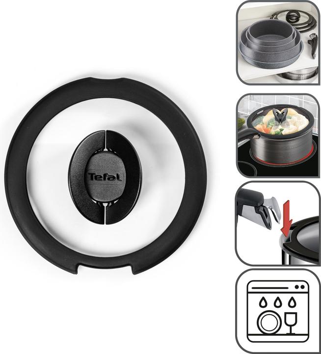 Image du produit Tefal Ingenio G6 Set de couvercles en verre 16/18/20cm (20 cm, Matières plastiques, Verre)
