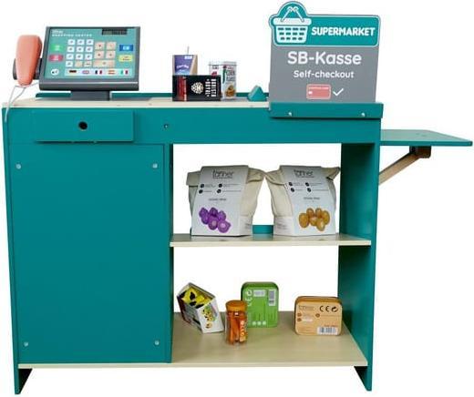 Tanner Moderne Supermarkt Theke aus Holz mit integriertem Kassensystem