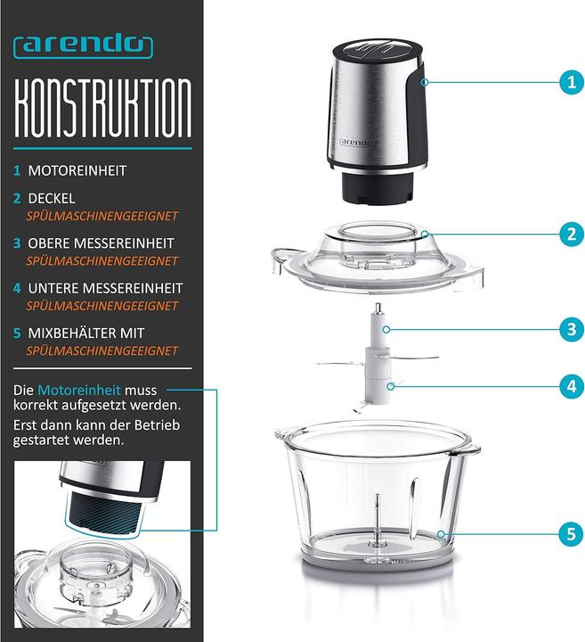 Actual product image Arendo Multizerkleinerer mit Glasbehälter (1500 ml, 400 W)