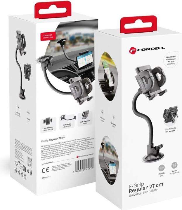 Immagine prodotto Forcell Stylus F-GRIP Regular 27 cm supporto per auto per parabrezza / cruscotto / bocchetta d'aria nero