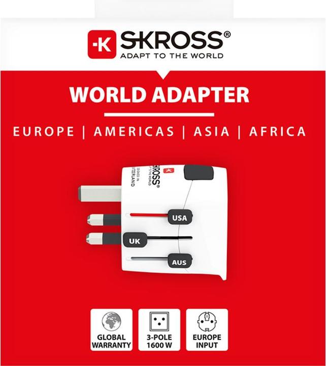 Produktbild Skross - World Travel Adapter with Ground Plugs, without Schuko Top ( no swiss/italy )
