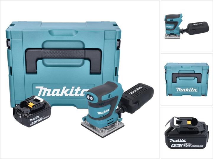 Produktbild Makita DBO 484 T1J Akku Schwingschleifer 18 V 112 x 102 mm + 1x Akku 5,0 Ah + Makpac - ohne (Schwingschleifer, 210 W)