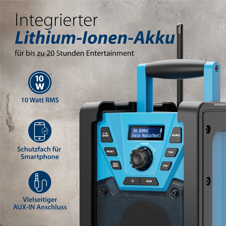Produktbild Blaupunkt Baustellenradio mit DAB+ und Akku | BSR 300