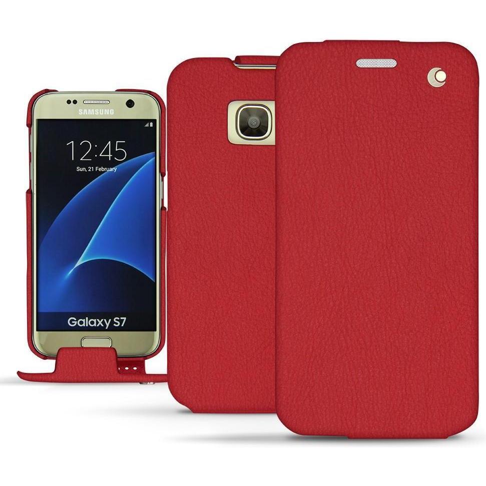 Noreve Lederschutzhülle vertikal (Samsung Galaxy S7), Smartphone Hülle, Rot