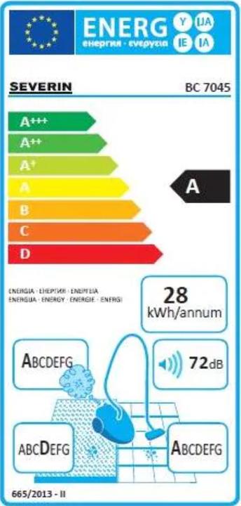 Energy Label Severin Vacuum cleaner BC 7045
