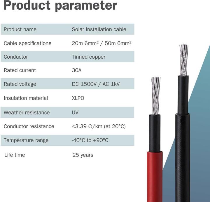 Immagine prodotto Digitus Solar Installationskabel,H1Z2Z2-K,6sqmm,PV 50m,schwarz,solarpanel,inverter,chargecontroller