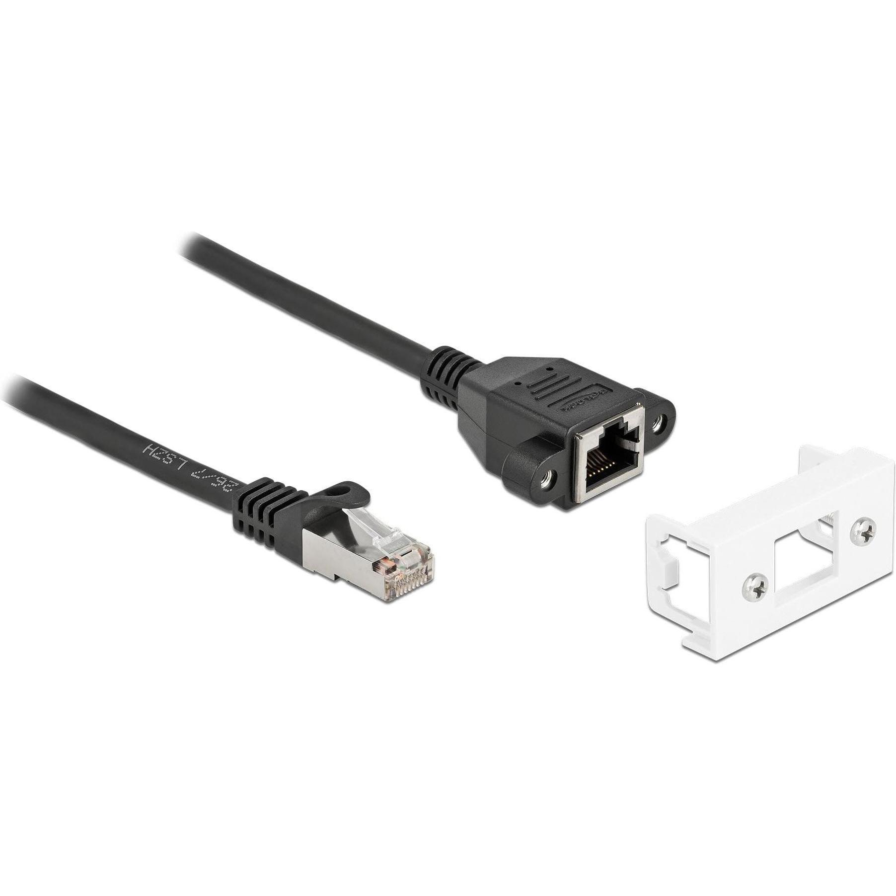 Delock Netzwerk Verlängerungskabel für Easy 45 Modul S/FTP RJ45 Stecker zu RJ45 Buchse Cat.6A 3 m schwarz (S/FTP, CAT6a,...