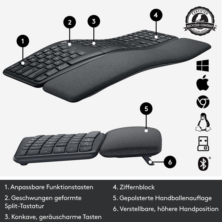 Actual product image Logitech Ergo K860 (CH, Wireless)