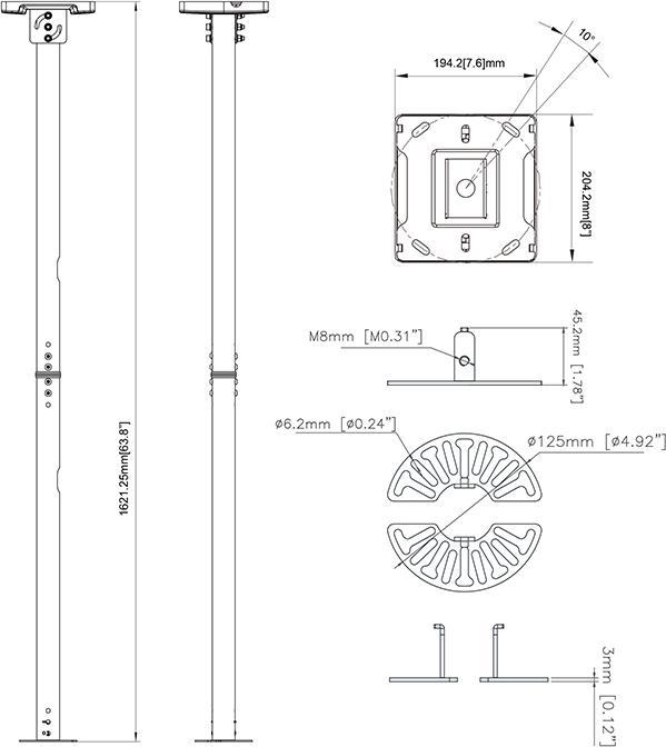 Image du produit Multibrackets Support plafond pour caméras dôme/CCTV, blanc (Cadres support AV)