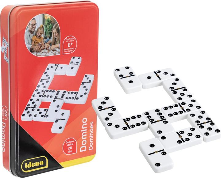 Actual product image Idena Domino game in metal box (German, 2 - 6 Players)