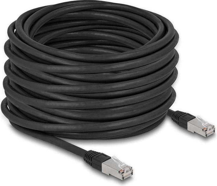 Actual product image Delock RJ45 network cable Cat.6A S/FTP PE Outdoor 20 m black (S/FTP, CAT6a, 20 m)