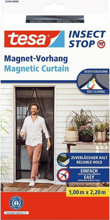 Actual product image tesa Insect screen magnetic curtain for balcony and patio doors, self-closing, mounting without drilling (80 x 200 cm)