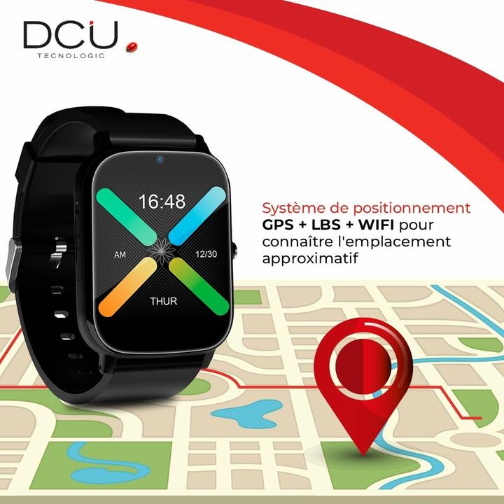 Immagine prodotto DCU Tecnologic Smartwatch Senior con GPS e videochiamate 4G con display IPS da 1,69 pollici impermeabile IPX6 nero (26 mm, 4G)