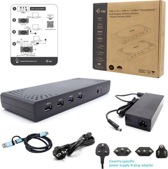 Produktbild i-tec USB 3.0 / USB-C / Thunderbolt Dual Display Docking Station + Power Delivery 100W (USB-C, 12 Ports)