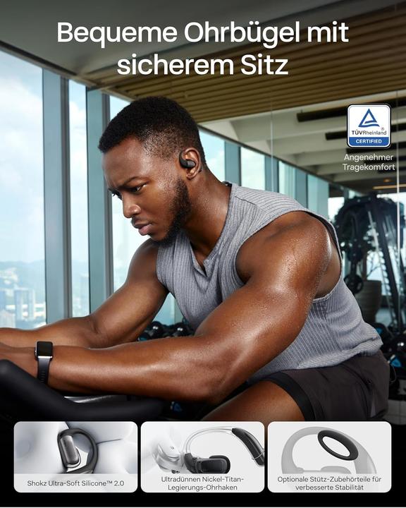 Produktbild Shokz OpenFit Pro Open-Ear-Kopfhörer mit Geräuschreduzierung (ANC, Keine Geräuschunterdrückung, 50 h, Kabellos)
