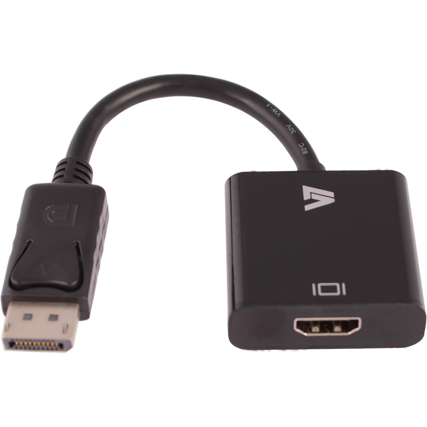 V7 Displayport zu HDMI Adapter (HDMI, 18 cm), Data + Video Adapter, Schwarz