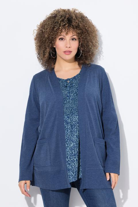 Produktbild Ulla Popken Sweatjacke, Waffelstruktur, offene Form, Langarm (56)