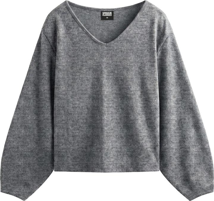 Produktbild Urban Classics Ladies Soft Knit V-Neck Pullover greymelange XS (XS)