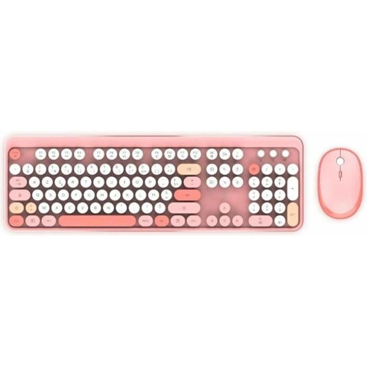 Mobility Lab Confezione 2en1 (Clavier/Souris) sans fil Pure Colour (Rose) (Francese, Senza fili), Tastiera, Rosa