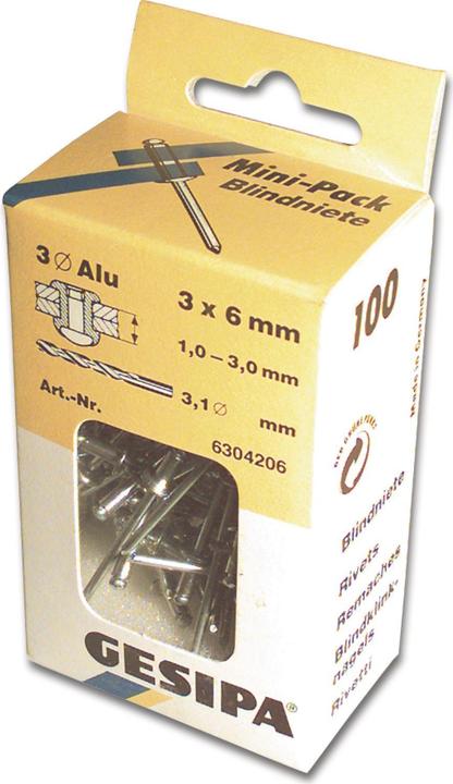 Actual product image Gesipa Blind rivets 4,0x12mm long, alu