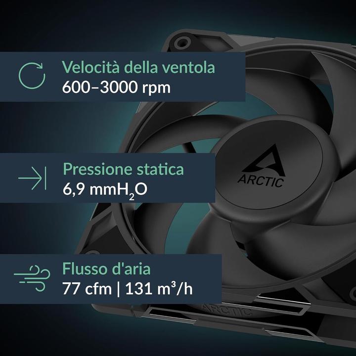 Actual product image Arctic Ventilateur de boitier P12 Pro Reverse - 12cm (Noir) (120 mm, 1 x)