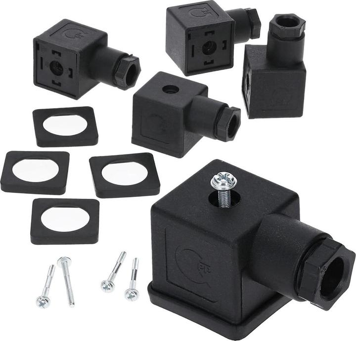 Produktbild Kalitec 5 Stück Ventilstecker Bauform A schwarz 3 polig I Kontaktfläche 27 x 27 mm² I PG9 I Kontaktt