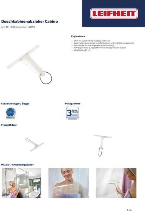 Actual product image Leifheit Cabino shower cubicle squeegee
